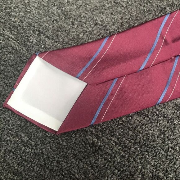 Wembley Men Dark Pink Gray Blue Lined Diagonal Polysilk Luxury Tie W:3” L:57” - Picture 6 of 7